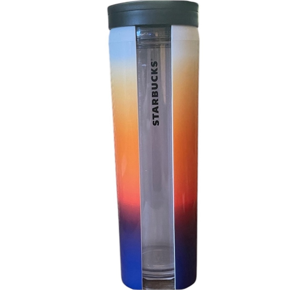 Starbucks 2014 Eyeglass Sunset Ombre Interchangeable Sleeve Tumbler Cup 16 oz